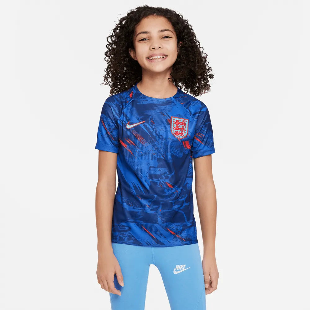Nike 2022-23 England Youth Pre-Match Top Blue Void-game Royal (Model - Front)