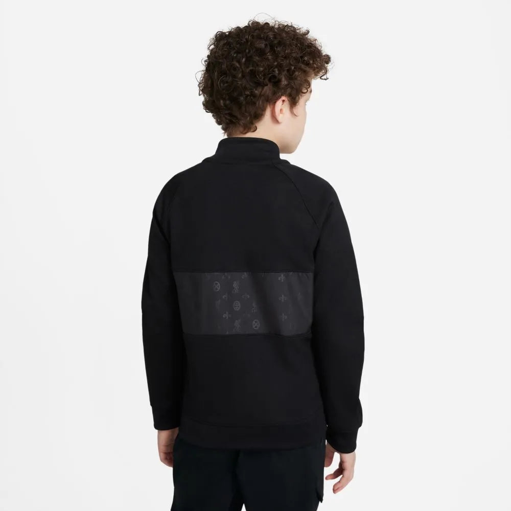 Nike 2021-22 Liverpool Youth Anthem Jacket - Black-Crimson (Model - Back)