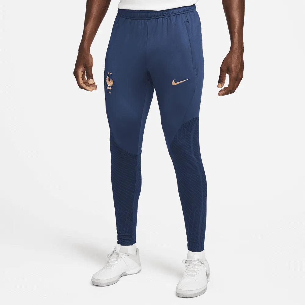 Nike 2022-23 France Strike Pants - Midnight Navy-Gold (Model - Front)