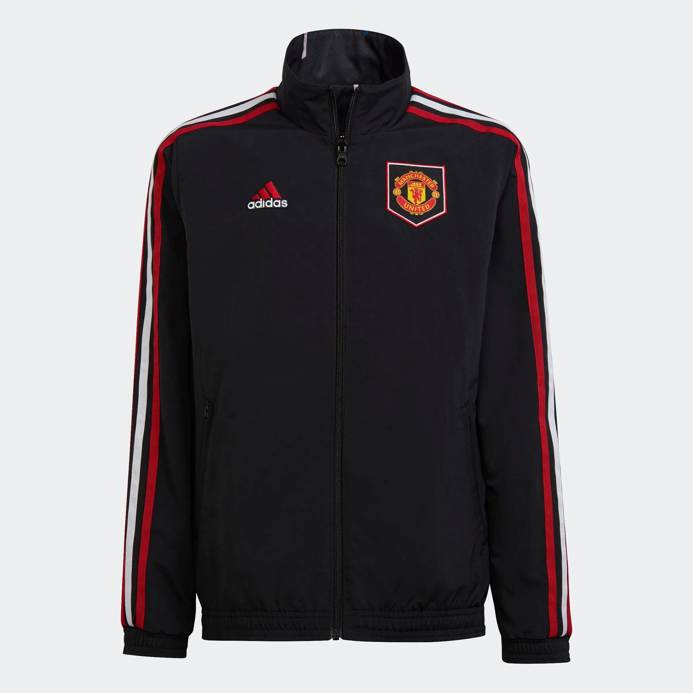 adidas 2023 Manchester United Anthem Youth Jacket - Black-Blue (Front)