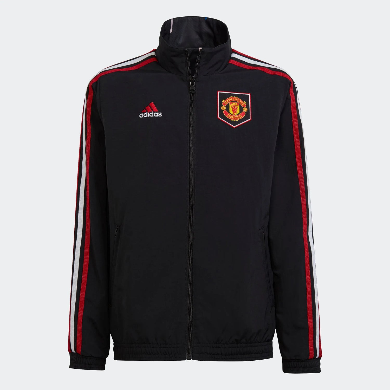adidas 2023 Manchester United Anthem Youth Jacket - Black-Blue (Front)