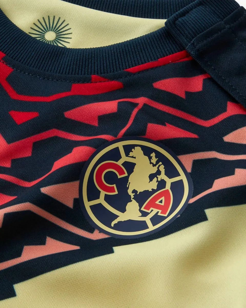 Nike 2021-22 Club America  MINI Home Kit - Yellow-Navy (Detail 1)