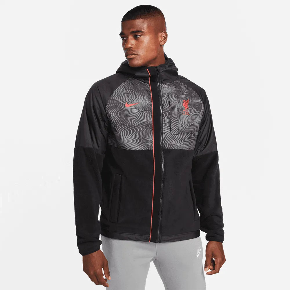 Nike 2022-23 Liverpool Winterized AWF Jacket - Black-Red (Model - Front)