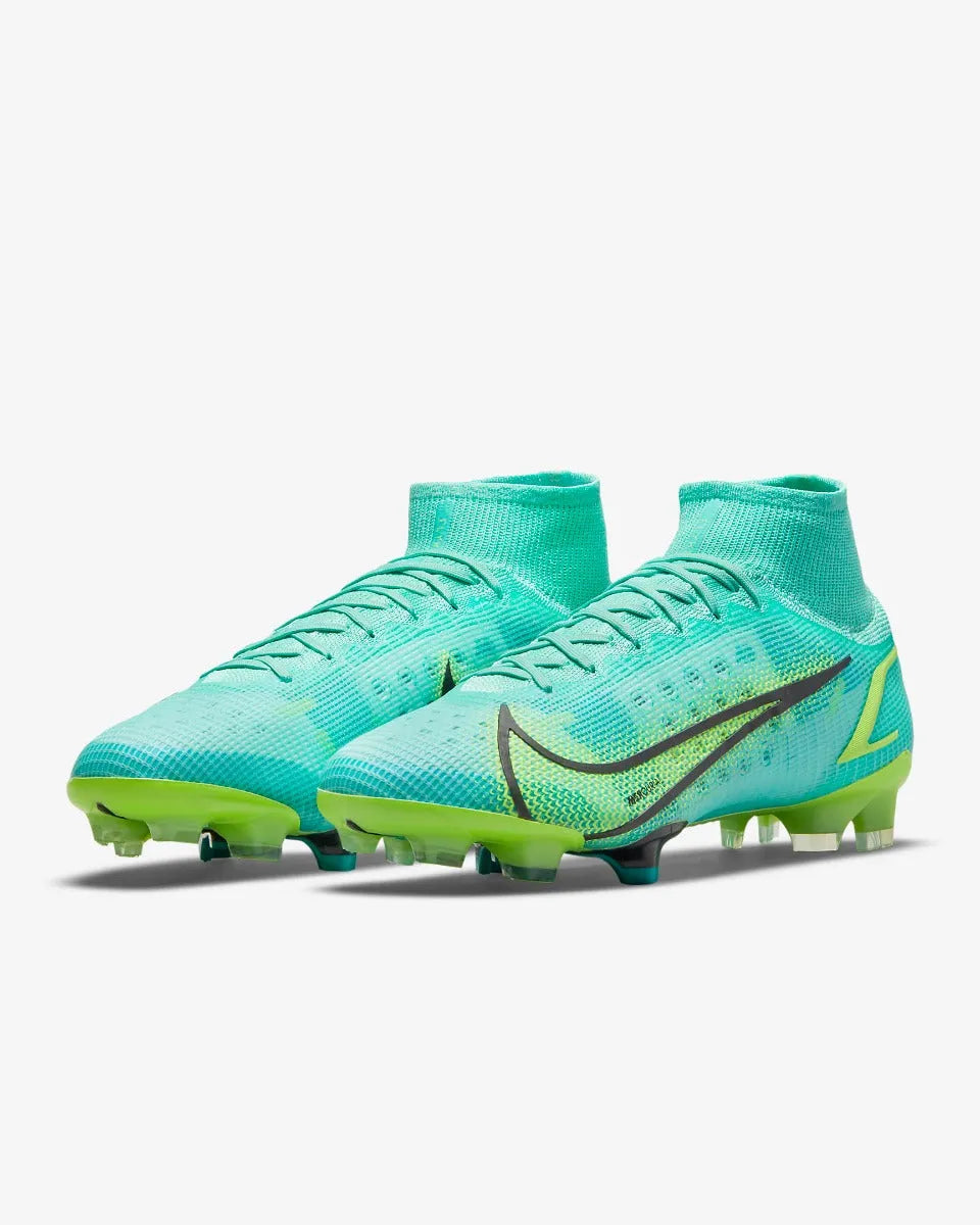 Nike Superfly 8 Elite FG - Turquoise-Lime Glow (Pair - Diagonal)