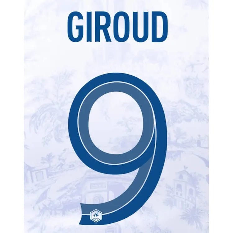 France 2022-23 Away Giroud #9 Jersey Name Set