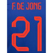 Holland 2022-23 Away F. De Jong #21 Jersey Name Set