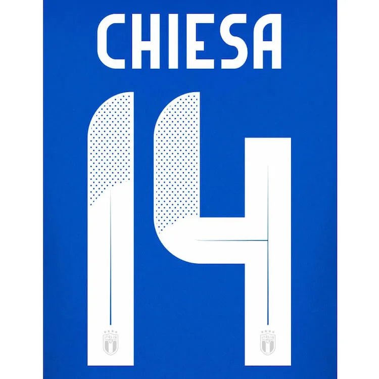 Italy 2024 25 Home Chiesa #14 Jersey Name Set (Back)