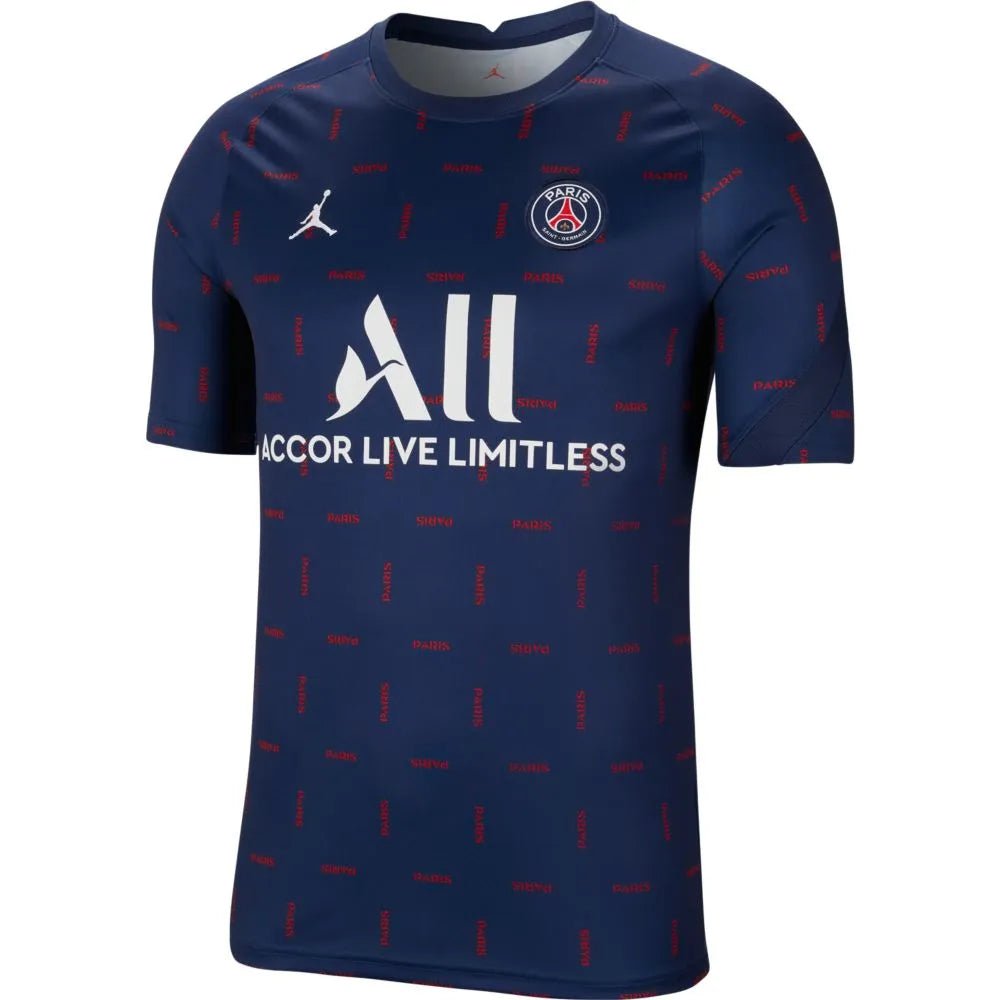 Jordan 2021-22 PSG Pre-Match SS Jersey - Midnight Navy (Front)