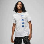 Jordan 2022-23 PSG Wordmark Tee White-Royal (Model - Front)