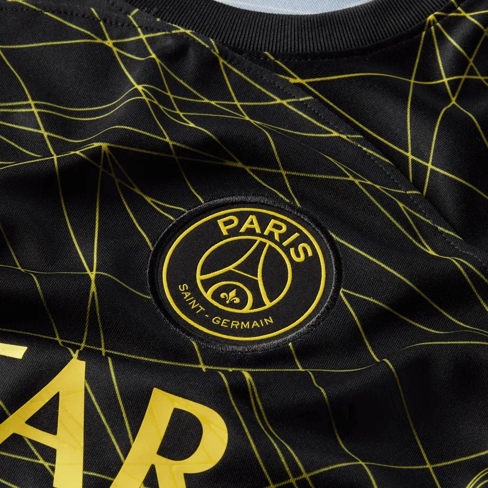 Jordan 2022-23 Paris Saint-German Youth Fourth Jersey - Black-Yellow (Detail 3)