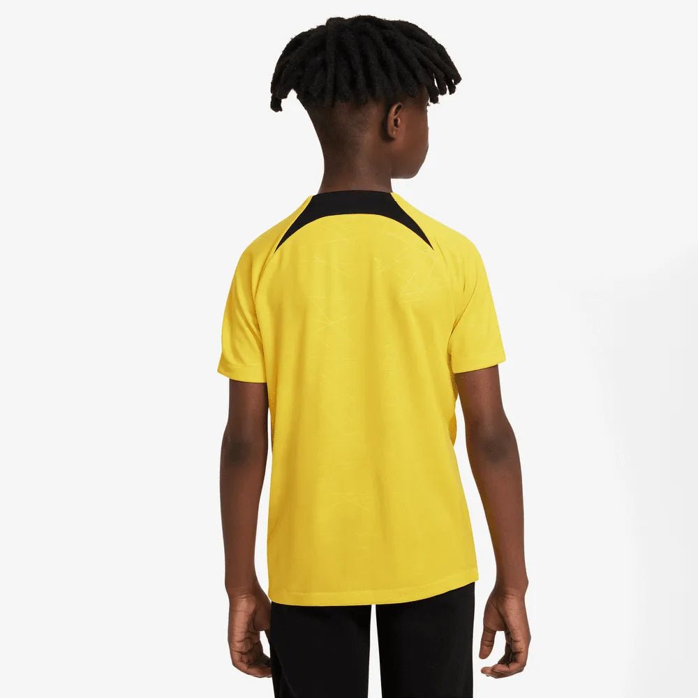 Nike 2022-23 Paris Saint-German Youth Pre-Match Jersey - Yellow - Black (Model - Back)