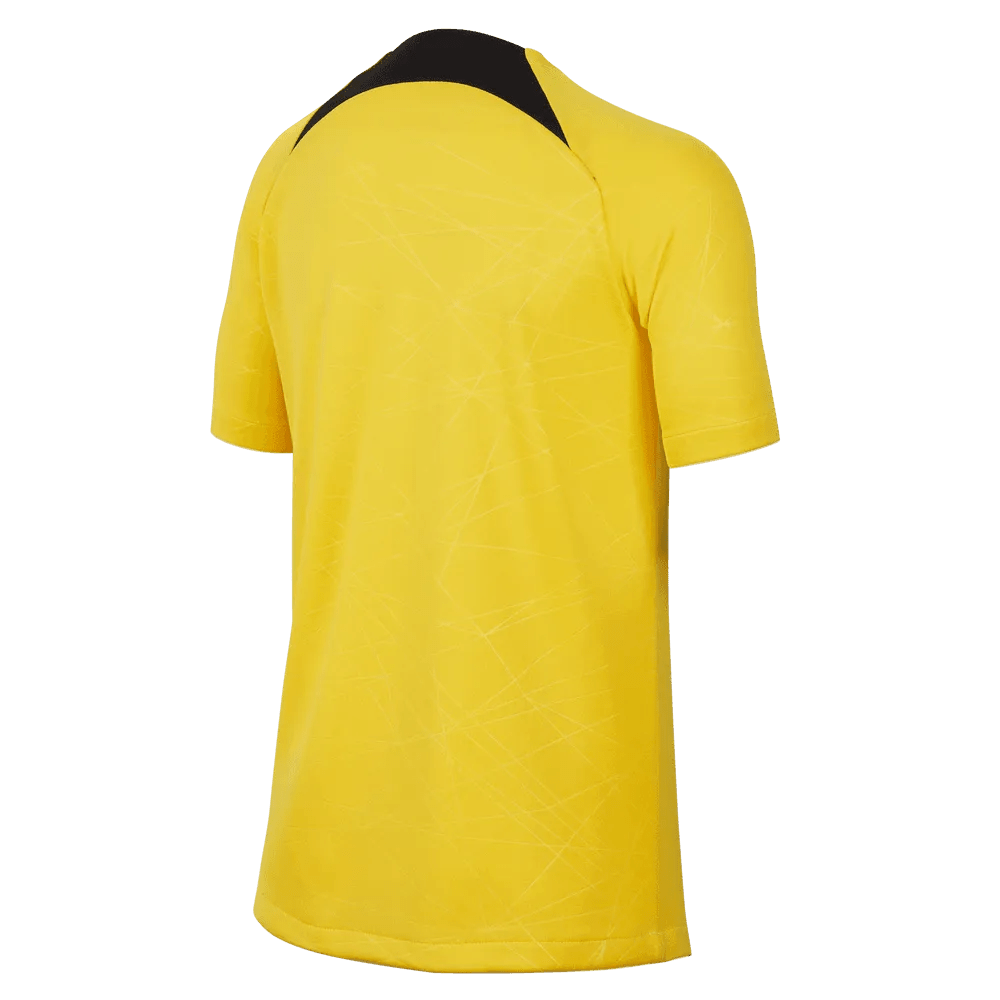 Nike 2022-23 Paris Saint-German Youth Pre-Match Jersey - Yellow - Black (Back)