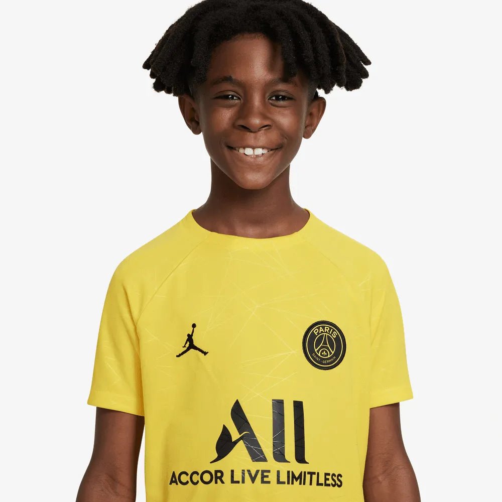 Nike 2022-23 Paris Saint-German Youth Pre-Match Jersey - Yellow - Black (Detail 1)