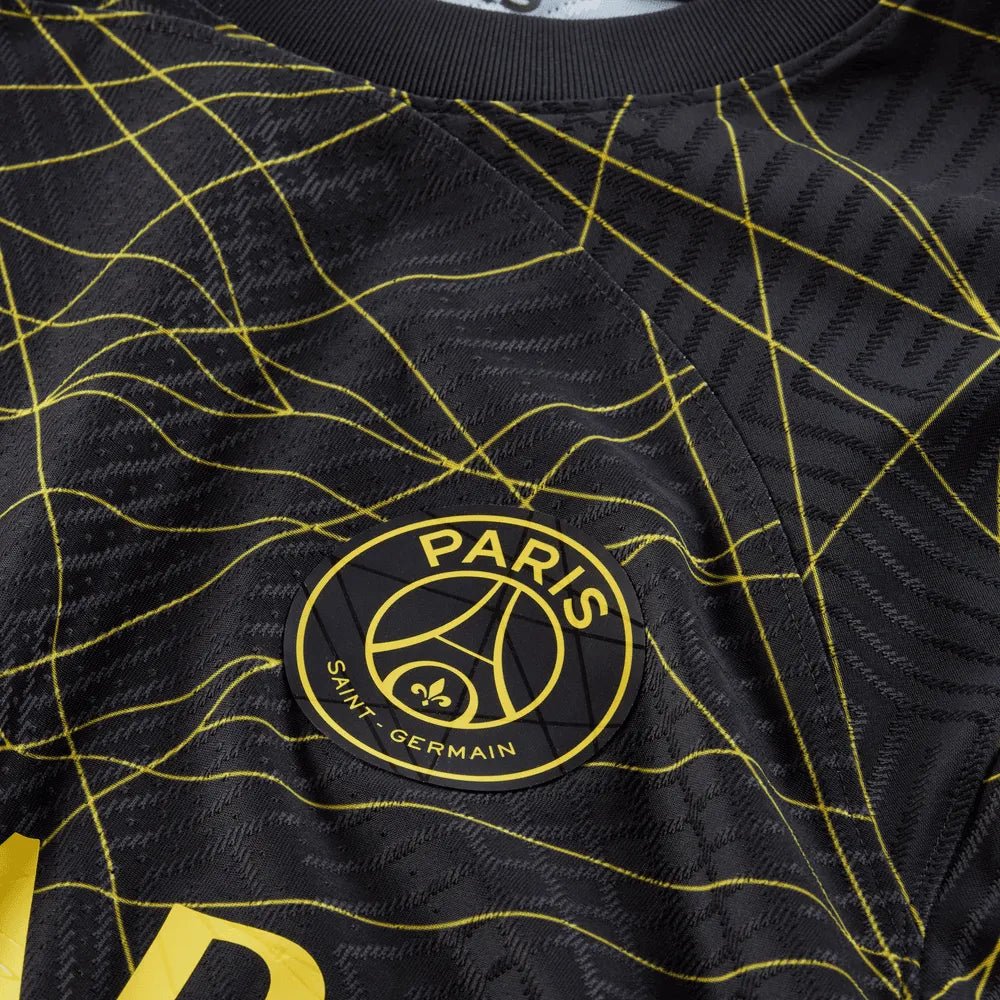 Jordan 2022-23 PSG Authentic Fourth Jersey - Black-Yellow (Detail 4)