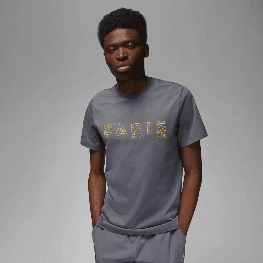 Jordan 2023 PSG SS Tee - Grey-Yellow (Model - Front)