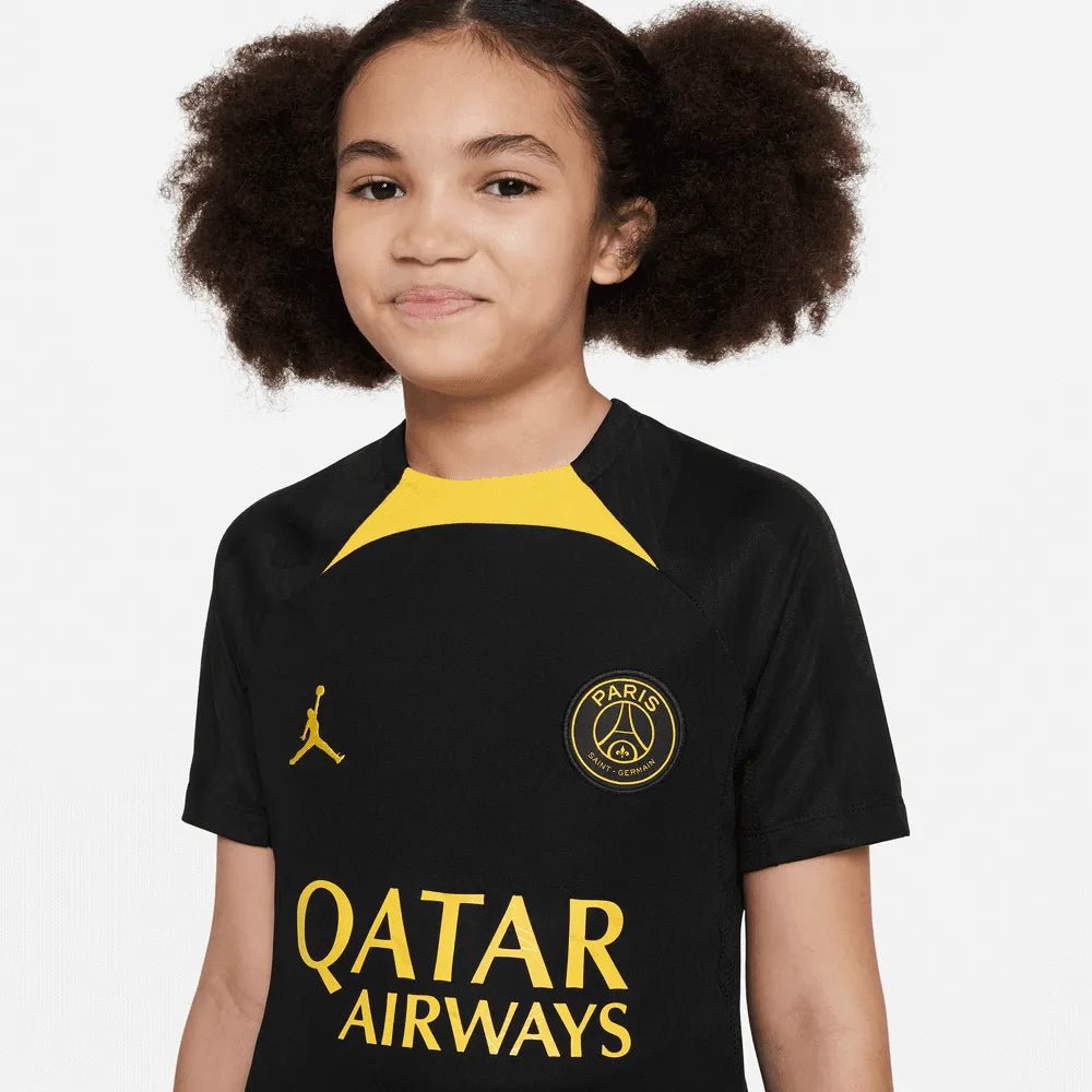 Jordan 2022-23 Youth PSG DF Knit Strike Top - Black - Yellow (Detail 1)