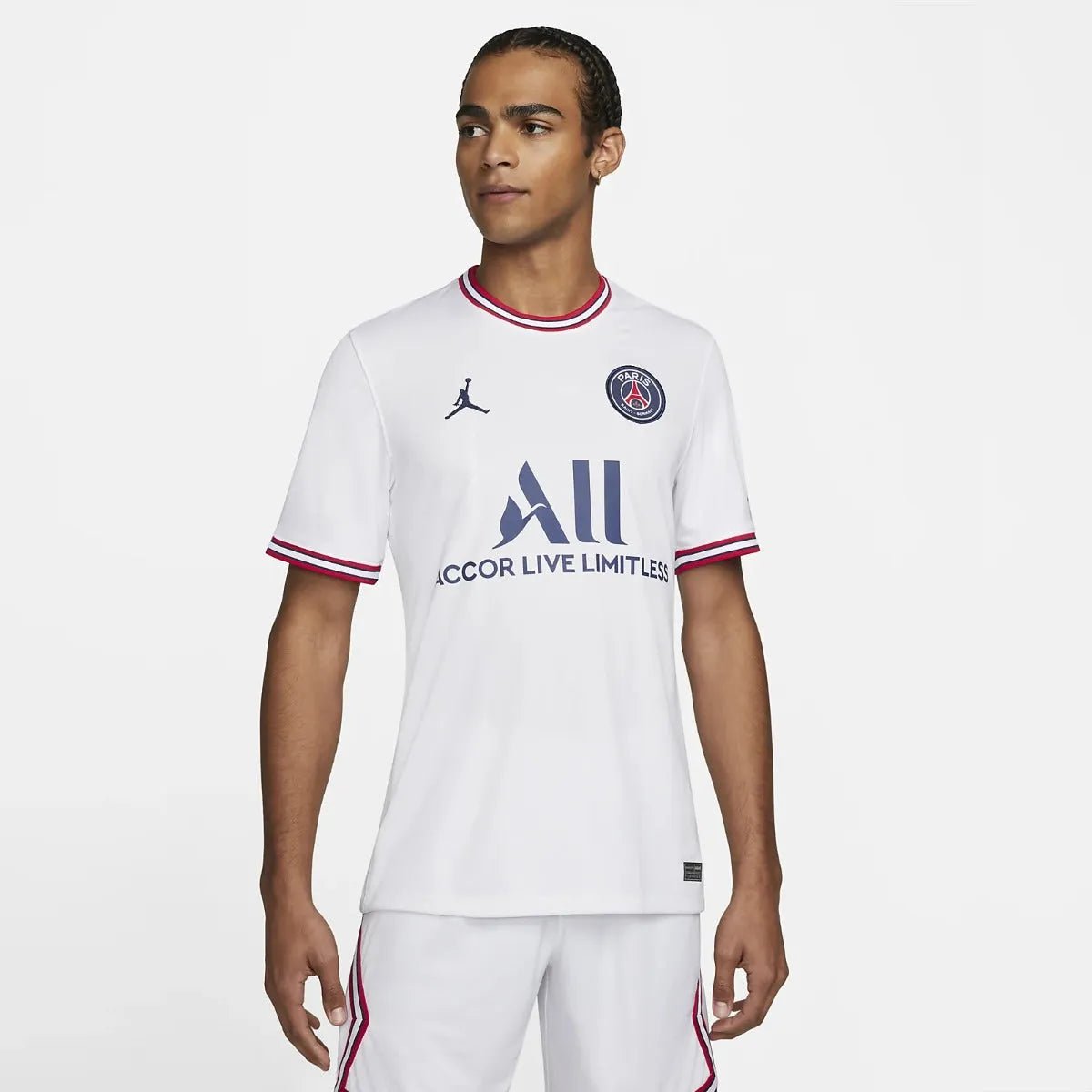 Jordan 22-23 PSG DF Stadium Fourth Jersey - White-Navy (Model - Front)