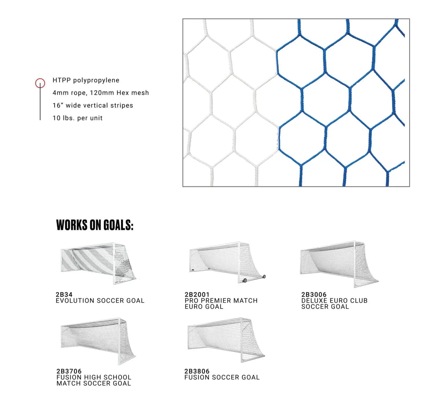 Kwik Goal Hex Tent Net 8Hx24Wx3Dx8.5B