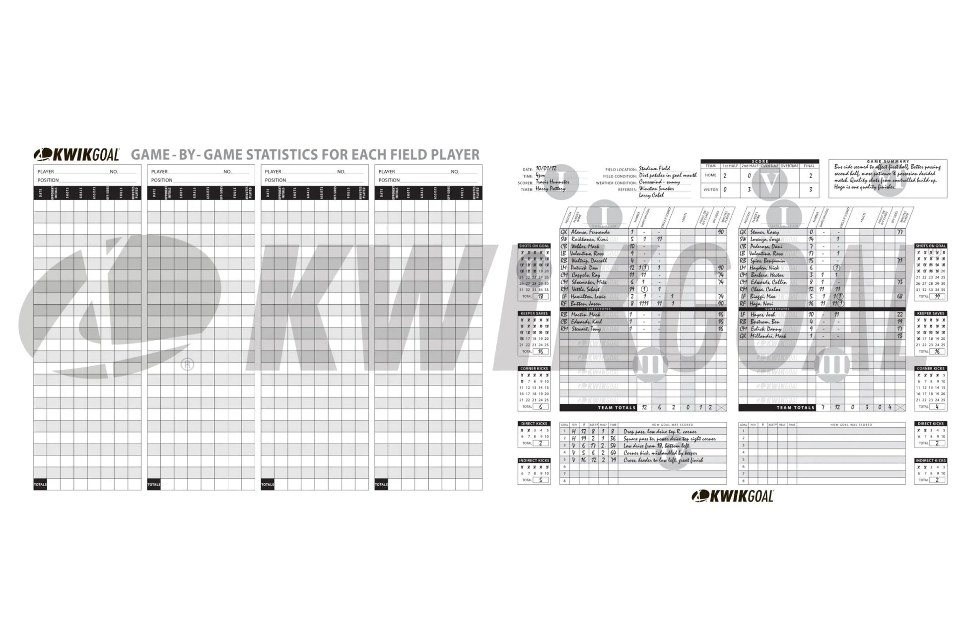 Kwik Goal Oversized Soccer Score Book