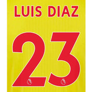 Liverpool 2021/22 Third Luis Diaz #23 Jersey Name Set Red