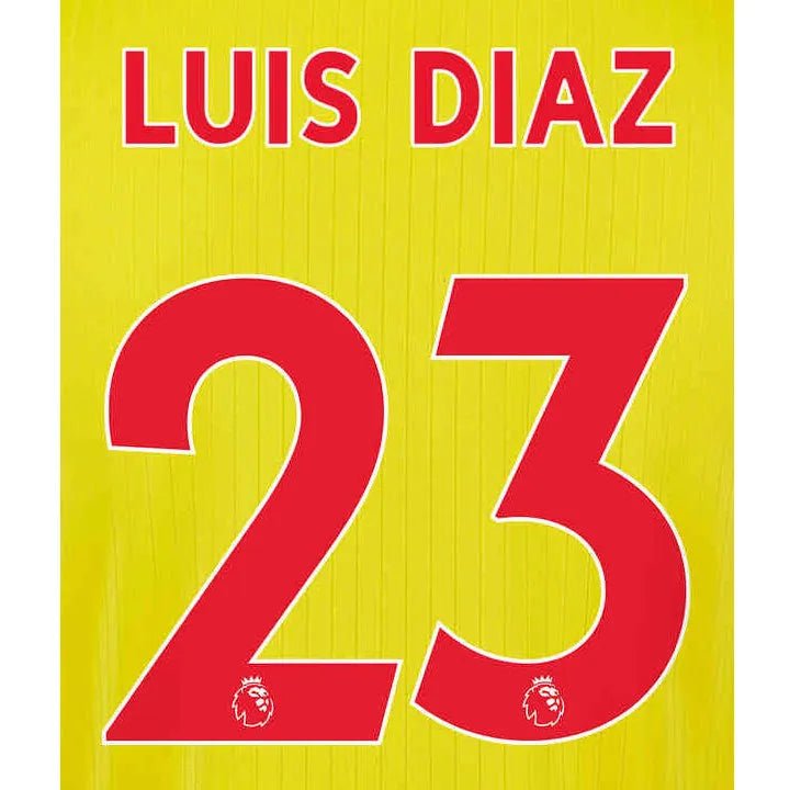 Liverpool 2021/22 Third Luis Diaz #23 Jersey Name Set Red