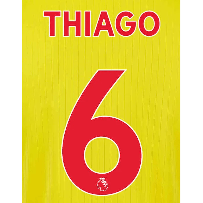 Liverpool 2021/22 Third Thiago #6 Jersey Name Set Red
