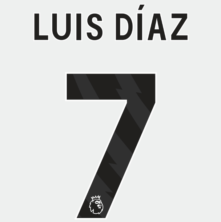 Liverpool 2023-Away Luis Diaz #7 Jersey Name Set- Black