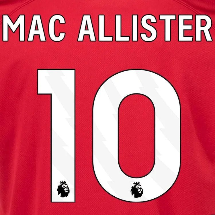 Liverpool 2023- Home Macallister #10 Jersey Name Set- White (Back)