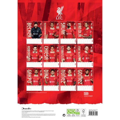 Liverpool 2025 Official Calendar (Back)