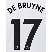 Manchester City 2021/22 Away De Bruyne #17 Jersey Name Set-Black