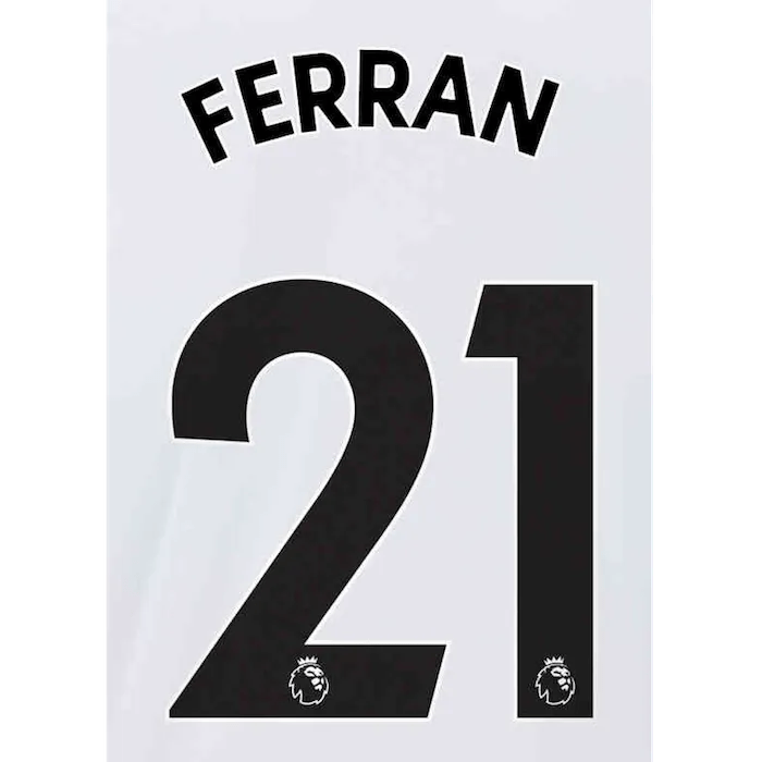 Manchester City 2021/22 Away Ferran #21 Jersey Name Set Black