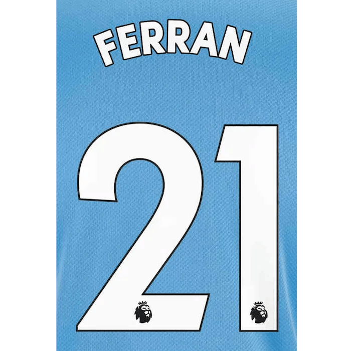 Manchester City 2021/22 Home Ferran #21 Jersey Name Set White (Main)
