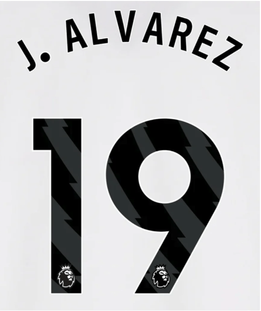 Manchester City 2023-Away J. Alvarez #19 Jersey Name Set-Black