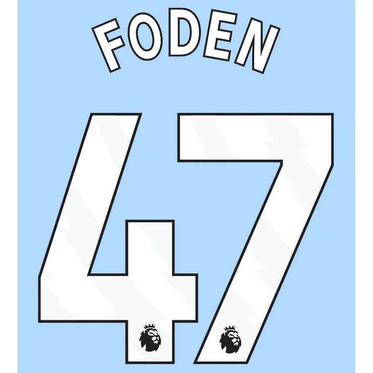 Manchester City 2023- Home Youth Foden #47 Jersey Name Set-White (Front)