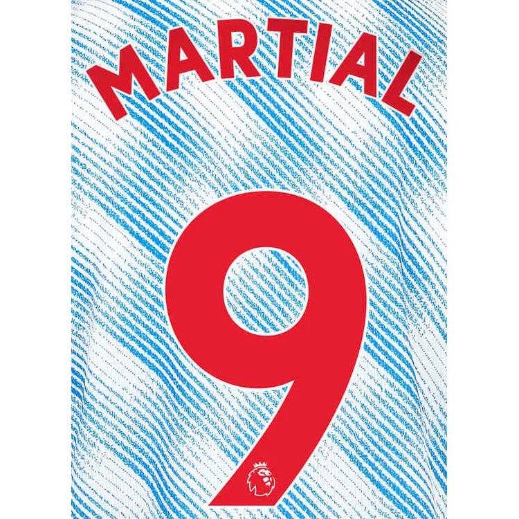 Manchester United 2021/22 Away Martial #9 Jersey Name Set-Red