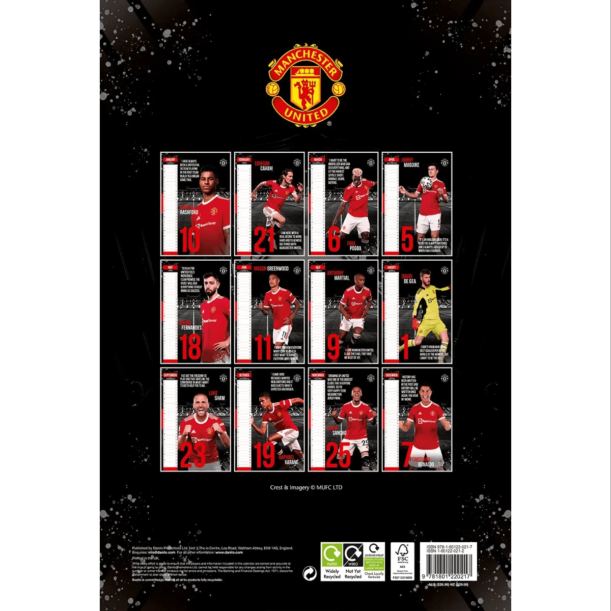 Manchester United 2022 Official Calendar (Back)