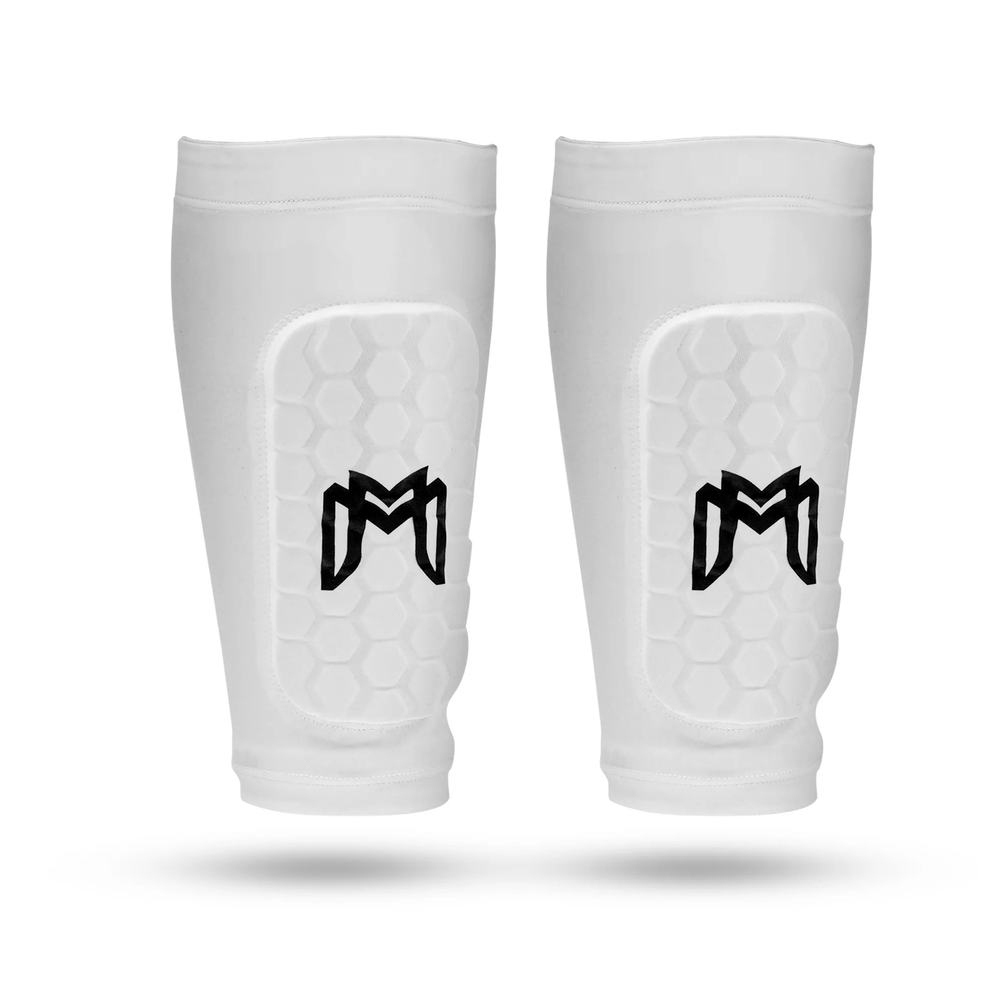 MEDICAPTAIN Mini Shin Pad Sleeves With Build In Shin Guards Maxi White (Pair)