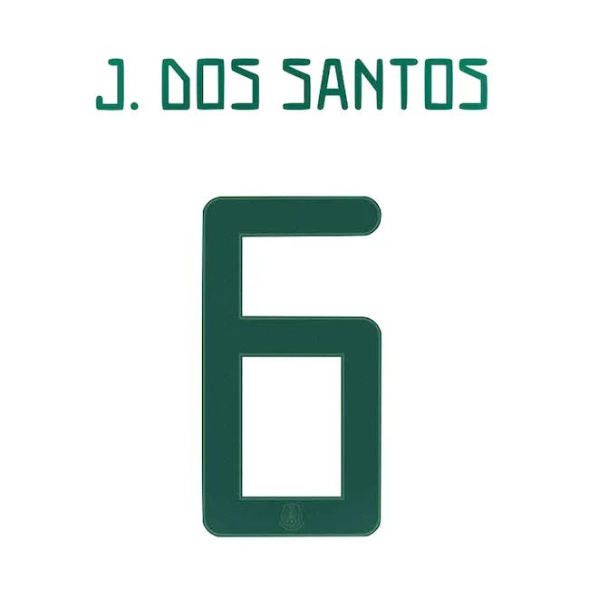 Mexico 2020/21 Away J. Dos Santos #6 Jersey Name Set