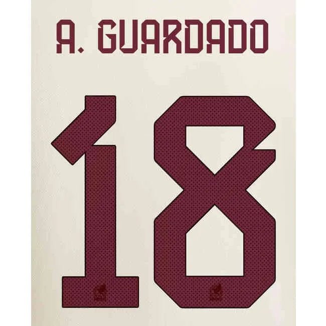 Mexico 2022-23 Away A. Guardado #18 Youth Jersey Name Set