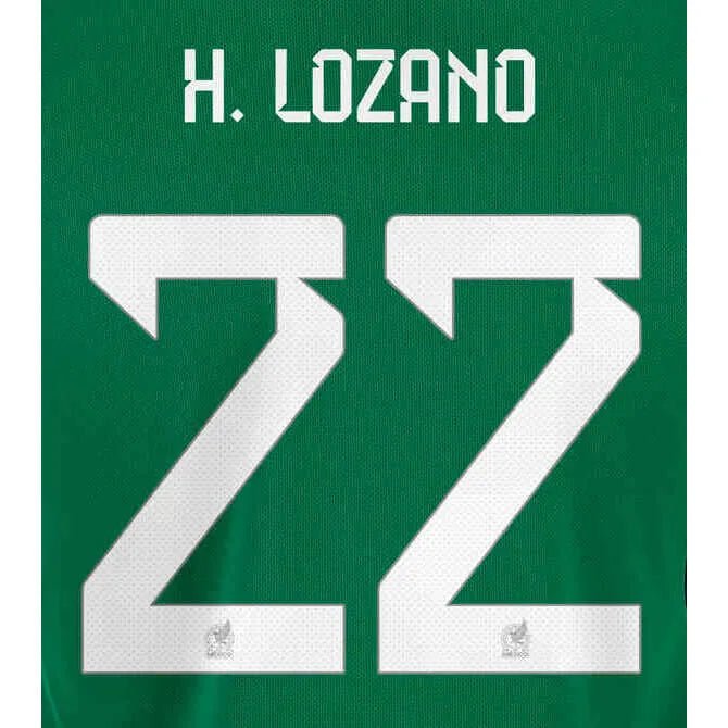 Mexico 2022-23 Home Lozano #22 Youth Jersey Name Set