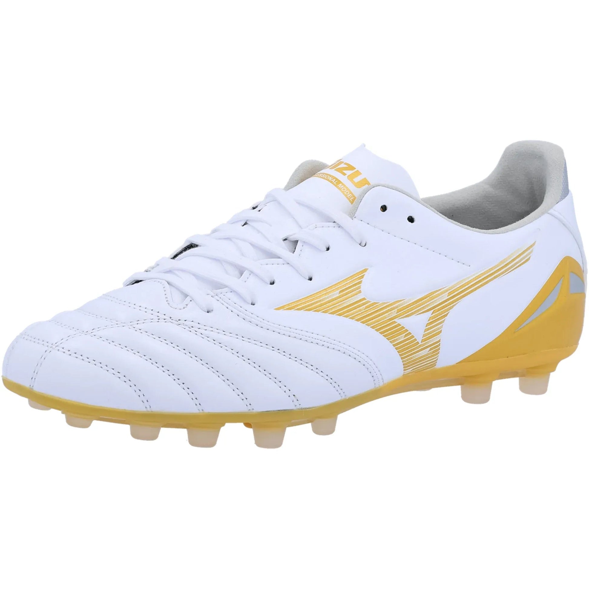 Mizuno Morelia Neo IV Pro Artificial Grass Soccer Cleats - Bright Gold Pack (SP26) (Lateral)