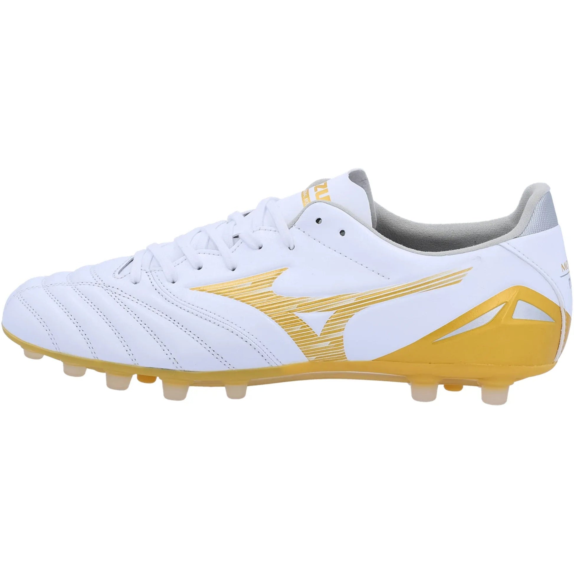 Mizuno Morelia Neo IV Pro Artificial Grass Soccer Cleats - Bright Gold Pack (SP26) (Side 1)