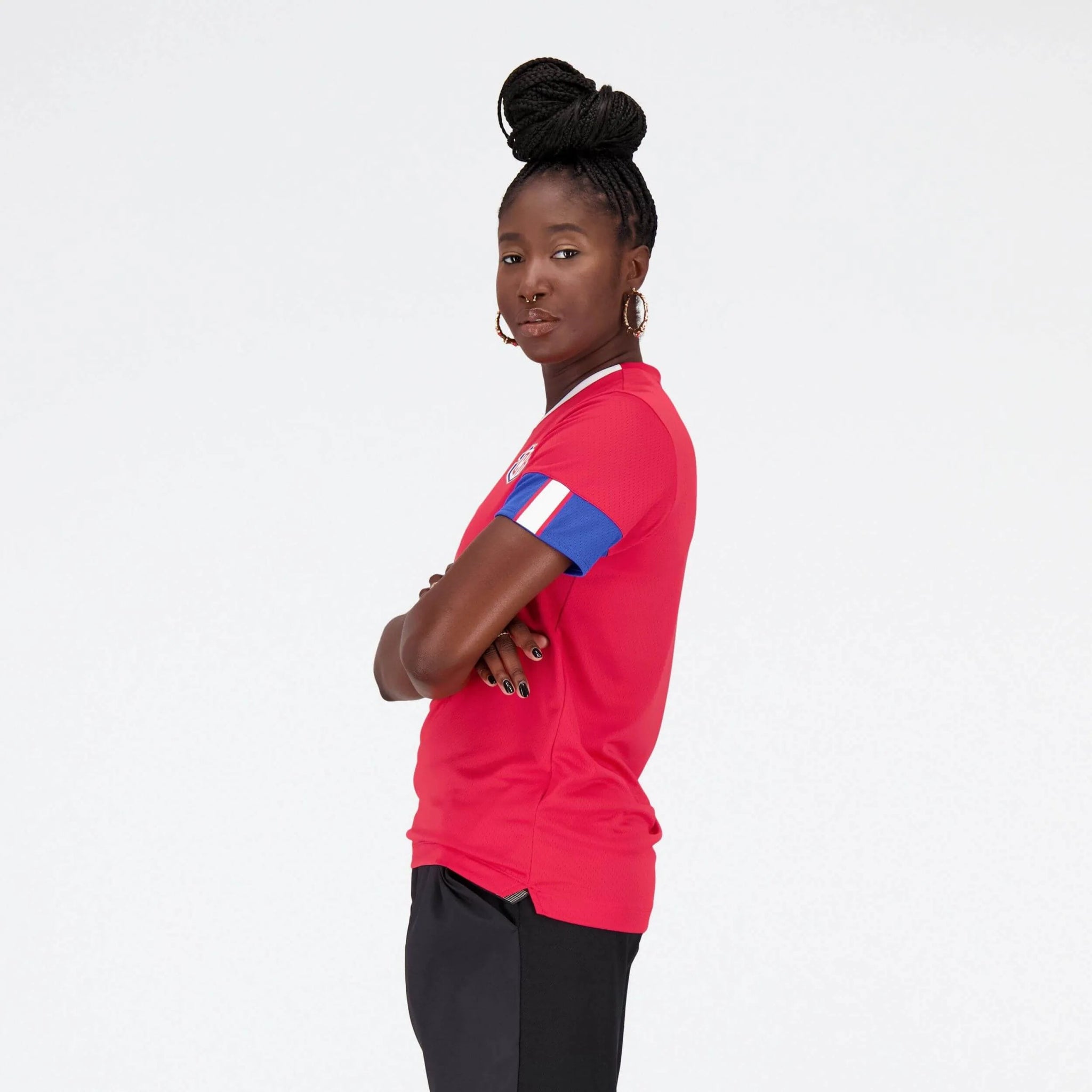 New Balance 2022-23 Women's Costa Rica Home Jersey - Red (Model - Side)