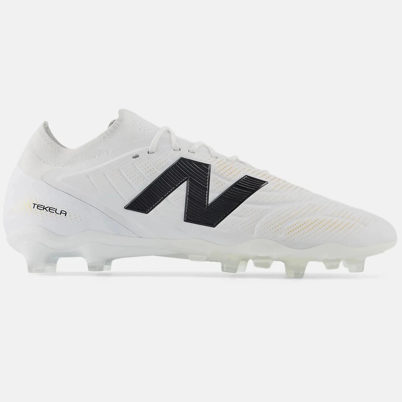New Balance Tekela Elite Low Laced V5 2E Wide Firm Ground Soccer Cleats White (Side 1)