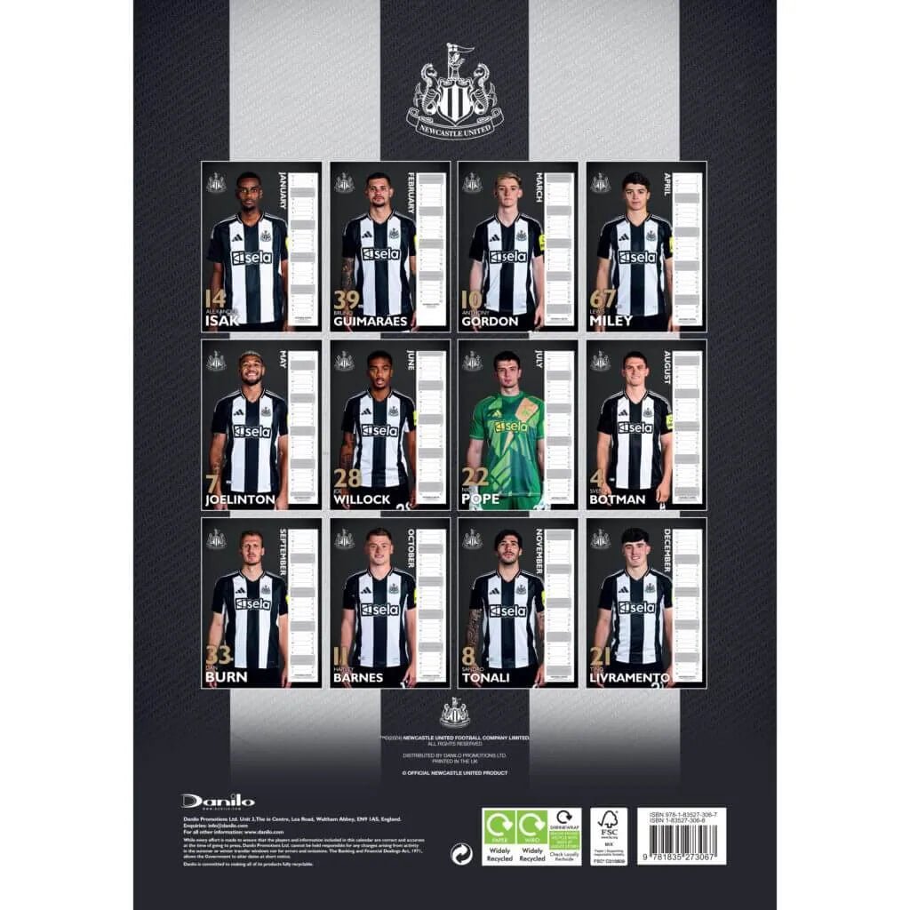 Newcastle 2025 Official Calendar (Back)