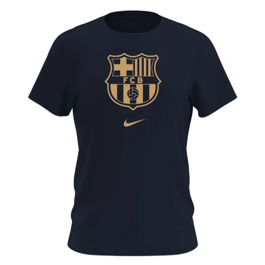 Nike 2020-21 Barcelona Evergreen Crest Tee - Black-Gold