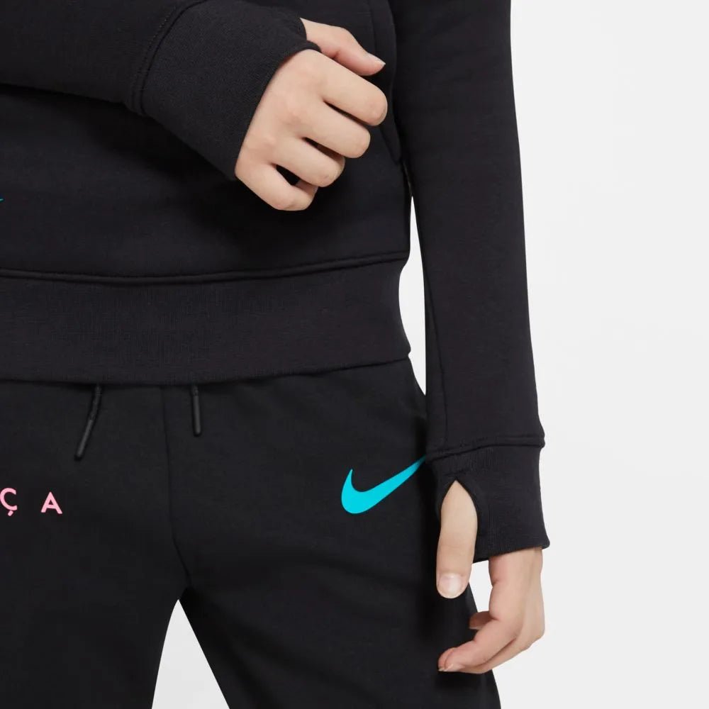 Nike 2020-21 Barcelona Youth GFA Fleece Pullover Hoodie - Black-Pink