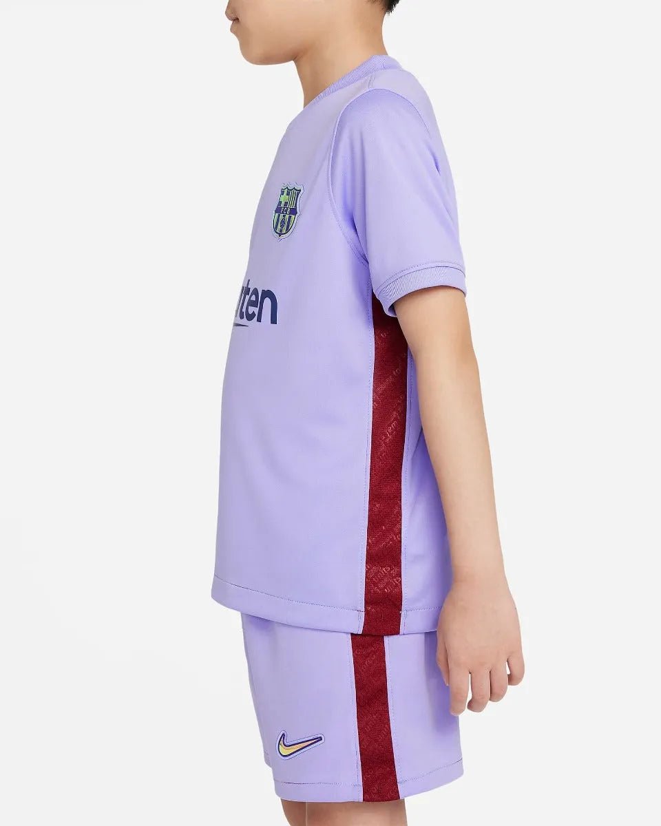 Nike 2021-22 Barcelona Little Kids Away Kit - Purple Pulse (Detail 2)