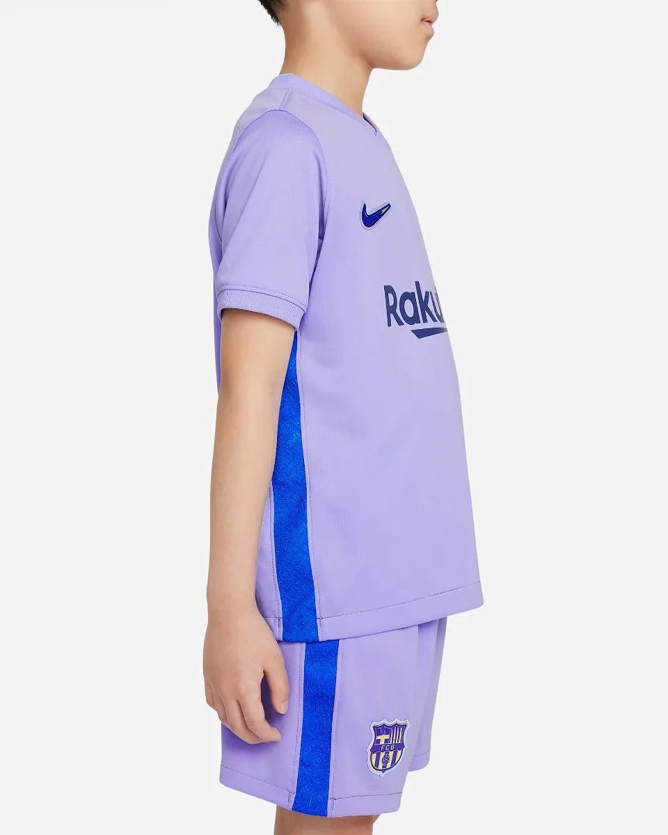 Nike 2021-22 Barcelona Little Kids Away Kit - Purple Pulse (Detail 3)