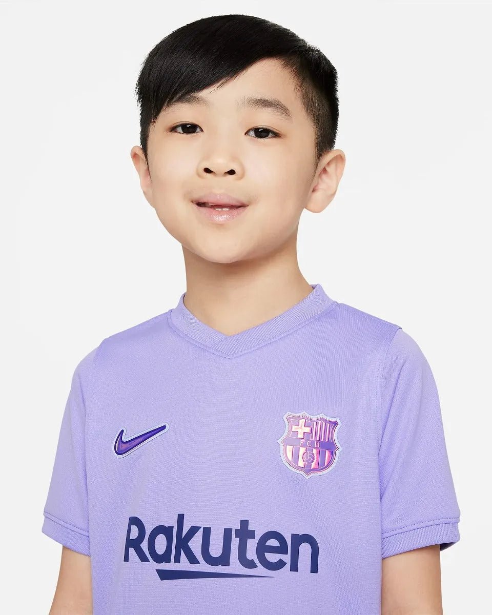 Nike 2021-22 Barcelona Little Kids Away Kit - Purple Pulse (Detail 1)